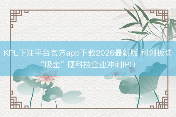 KPL下注平台官方app下载2026最新版 科创板块“吸金” 硬科技企业冲刺IPO