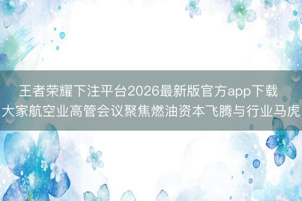 王者荣耀下注平台2026最新版官方app下载 大家航空业高管会议聚焦燃油资本飞腾与行业马虎