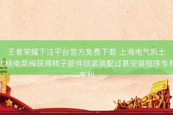 王者荣耀下注平台官方免费下载 上海电气凯士比核电泵阀获得转子部件锁紧装配过甚安装程序专利
