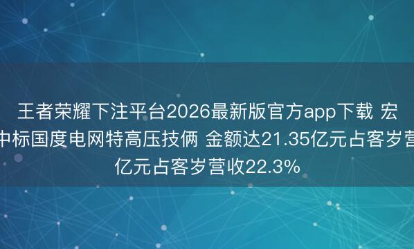 王者荣耀下注平台2026最新版官方app下载 宏盛华源预中标国度电网特高压技俩 金额达21.35亿元占客岁营收22.3%