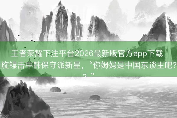王者荣耀下注平台2026最新版官方app下载 回旋镖击中韩保守派新星，“你姆妈是中国东谈主吧？”
