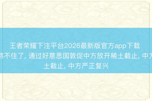 王者荣耀下注平台2026最新版官方app下载 日本将近熬不住了， 通过好意思国敦促中方放开稀土截止， 中方严正复兴