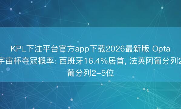 KPL下注平台官方app下载2026最新版 Opta超算宇宙杯夺冠概率: 西班牙16.4%居首， 法英阿葡分列2-5位