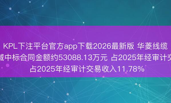 KPL下注平台官方app下载2026最新版 华菱线缆: 电力新动力领域中标合同金额约53088.13万元 占2025年经审计交易收入11.78%