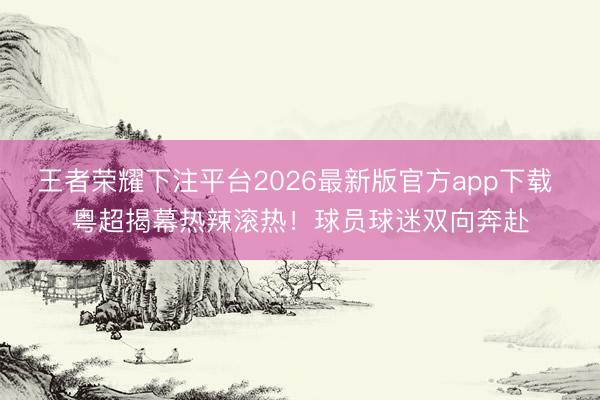 王者荣耀下注平台2026最新版官方app下载 粤超揭幕热辣滚热!球员球迷双向奔赴